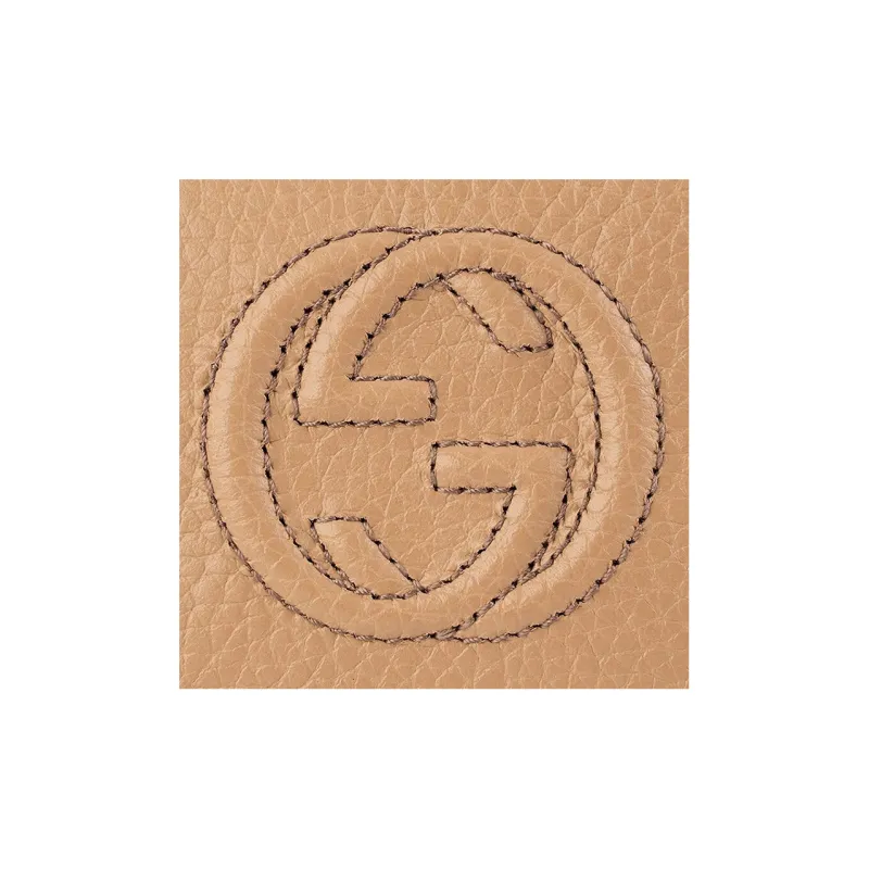 GUCCI Litchi Grain Cow Leather Wallet Women's Apricot-5