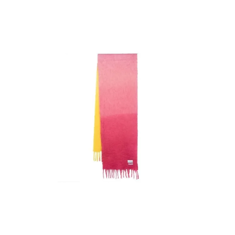 GANNI Knit Scarves Women's Pink/Yellow-0