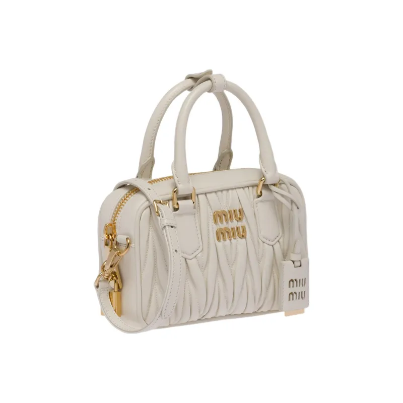 MIU MIU Arcadie Collection Matelassé Soft Sheep Leather Shoulder Bag Crossbody Bag Handbag Women's White-1