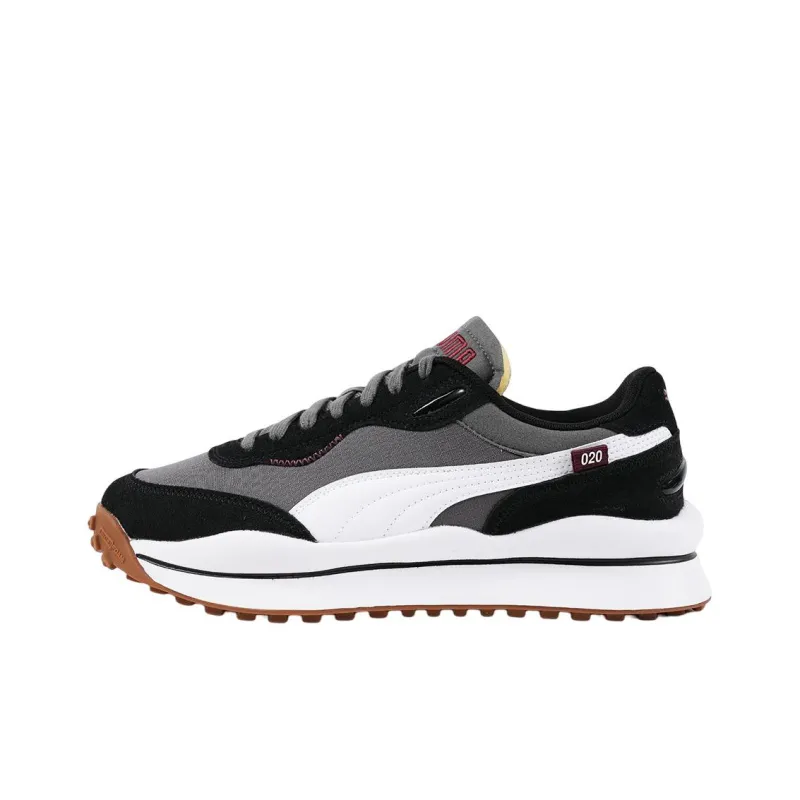 PUMA Style Rider Play On Sd Anti-Slip Wear-Resistant Low-Top Sports Casual Shoes Unisex Gray Black White-0