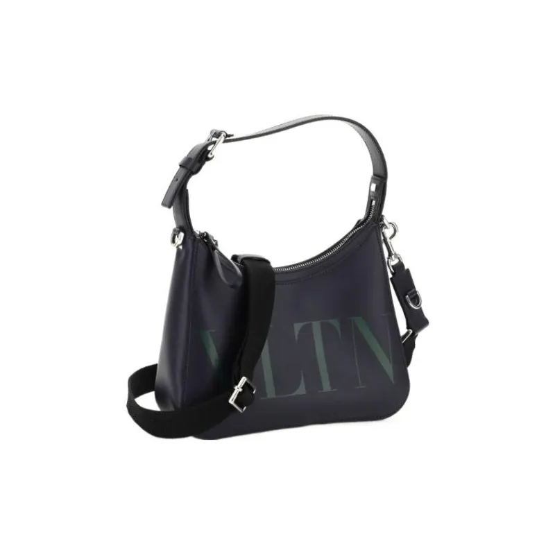 Valentino GARAVANI Leather Hobo Handbag Hobo Bag Shoulder Bag Crossbody Bag Handbag Men's Black Green-1