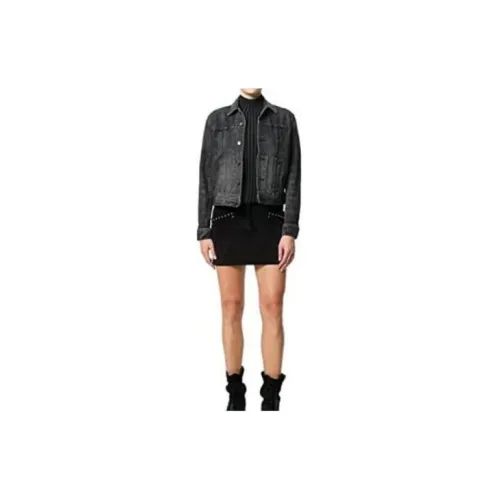 SAINT LAURENT Denim Jackets Women's Black Gray