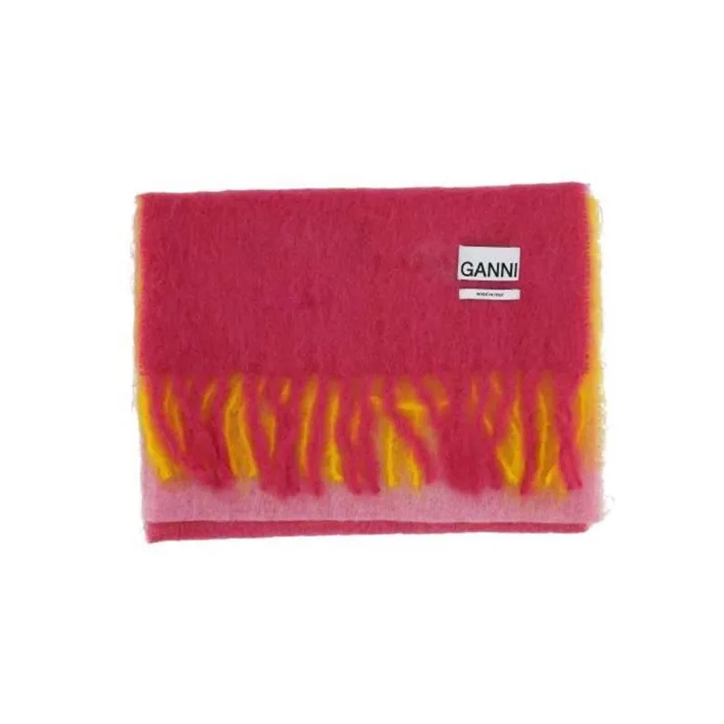 GANNI Knit Scarves Women's Pink/Yellow-1