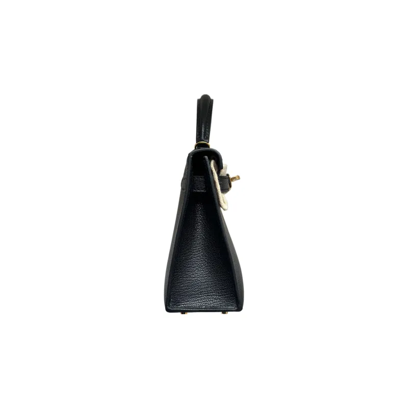 HERMES Mini Kelly Generation 1 Mysore Goat Skin Kelly Bag One Shoulder Handbags Mini Women's Noir Black-1