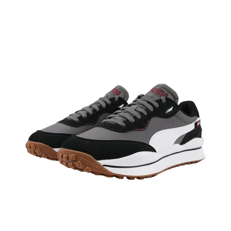 PUMA Style Rider Play On Sd Anti-Slip Wear-Resistant Low-Top Sports Casual Shoes Unisex Gray Black White-1