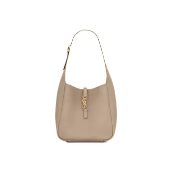 SAINT LAURENT LE5A7 Smooth Cow Leather Hobo Bag, Handbag, Shoulder Bag Women's Gray