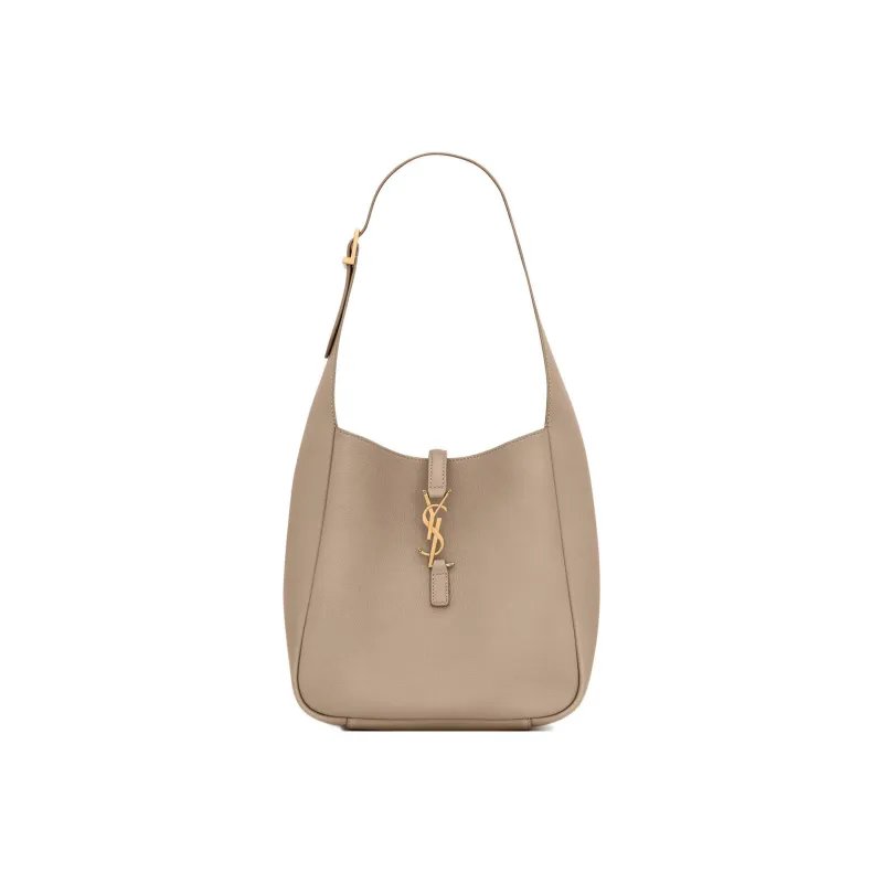 SAINT LAURENT LE5A7 Smooth Cow Leather Hobo Bag, Handbag, Shoulder Bag Women's Gray-0