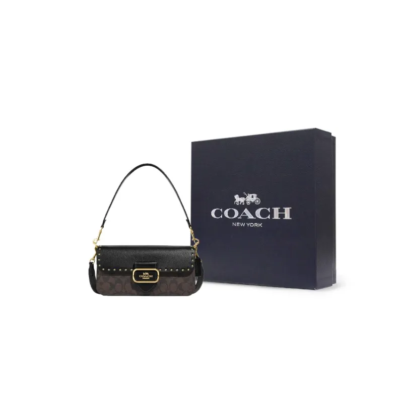 COACH Morgan 27 Shoulder Bag In Colorblock Signature Canvas With Rivets-0