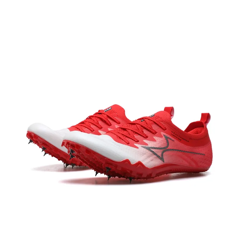 HEALTH 1200 Cushioned Slip Resistant Low Top Sprint Training Running Shoes Unisex White Red-2