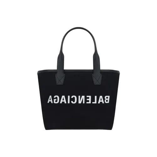 Balenciaga 100% Cotton Tote Bag Shopping Bag Handbag Small Size Women's Black