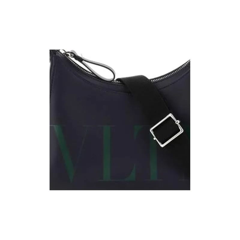 Valentino GARAVANI Leather Hobo Handbag Hobo Bag Shoulder Bag Crossbody Bag Handbag Men's Black Green-4