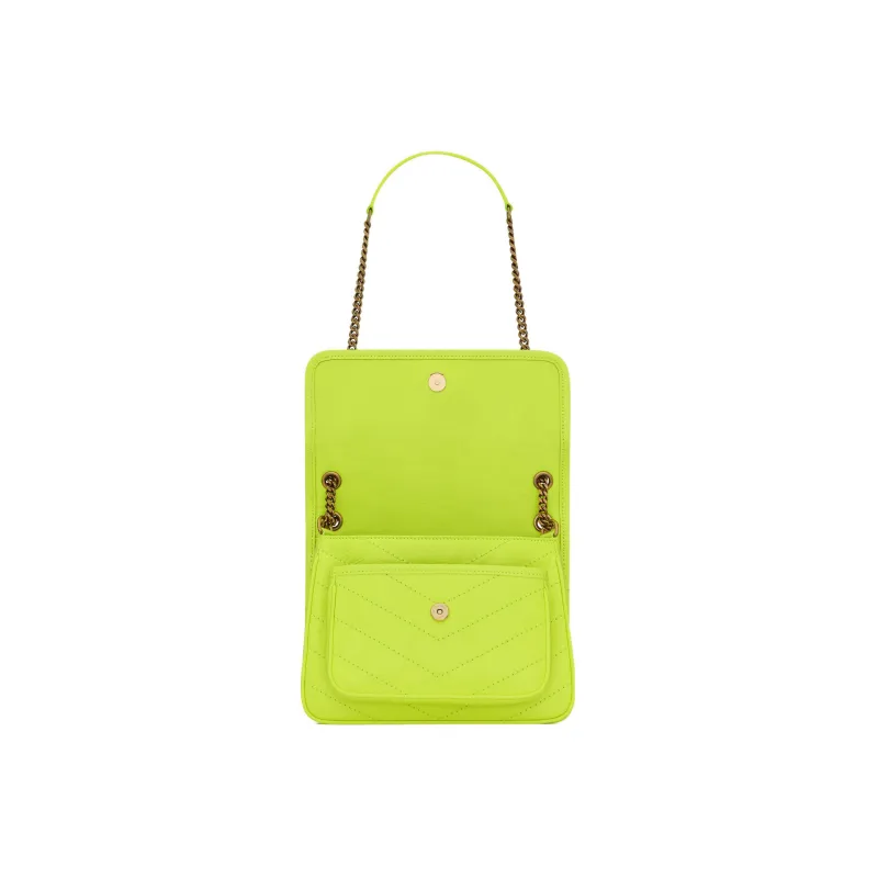 SAINT LAURENT Niki Sheepskin Portable Crossbody Bag, Shoulder Bag Women's Neon Yellow-4