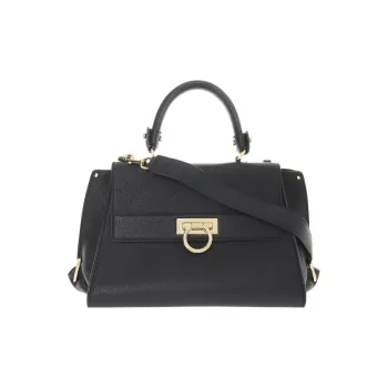 FERRAGAMO Calfskin Handbag Crossbody Bag Regular Women's Black