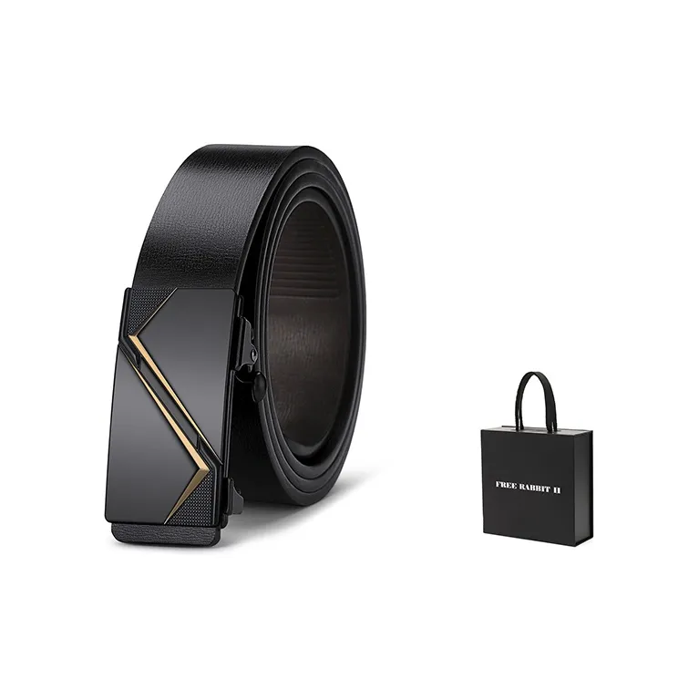 FREE RABBITⅡ Genuine Leather Automatic Buckle, Toothless, Business, Innerwear Cow Leather Belts Unisex Width 3.5cm-2