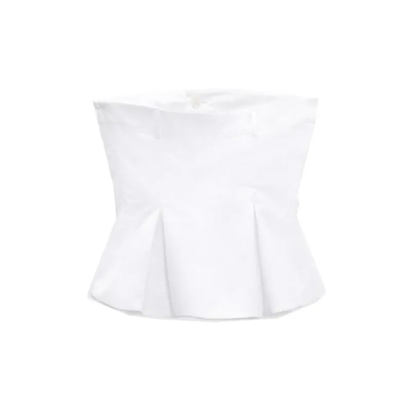 ZARA Strapless Tops Women's White-1