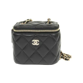 CHANEL Sheepskin Square Box Shoulder Bag, Crossbody Bag Mini Unisex Black