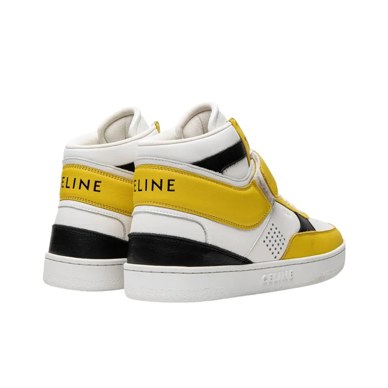 CELINE CT-03 Leather High-Top Sneakers Yellow White Black-3