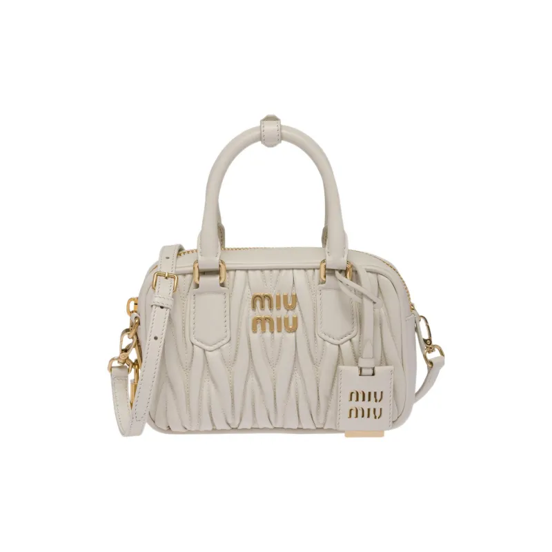 MIU MIU Arcadie Collection Matelassé Soft Sheep Leather Shoulder Bag Crossbody Bag Handbag Women's White-0