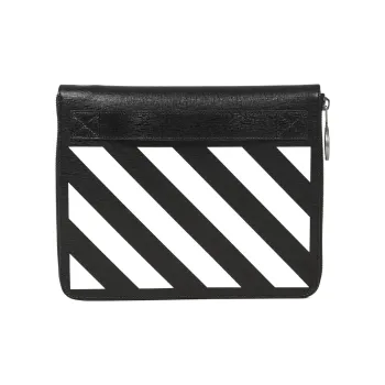 OFF WHITE Cow Leather Card Holder Wallet Regular Unisex Black