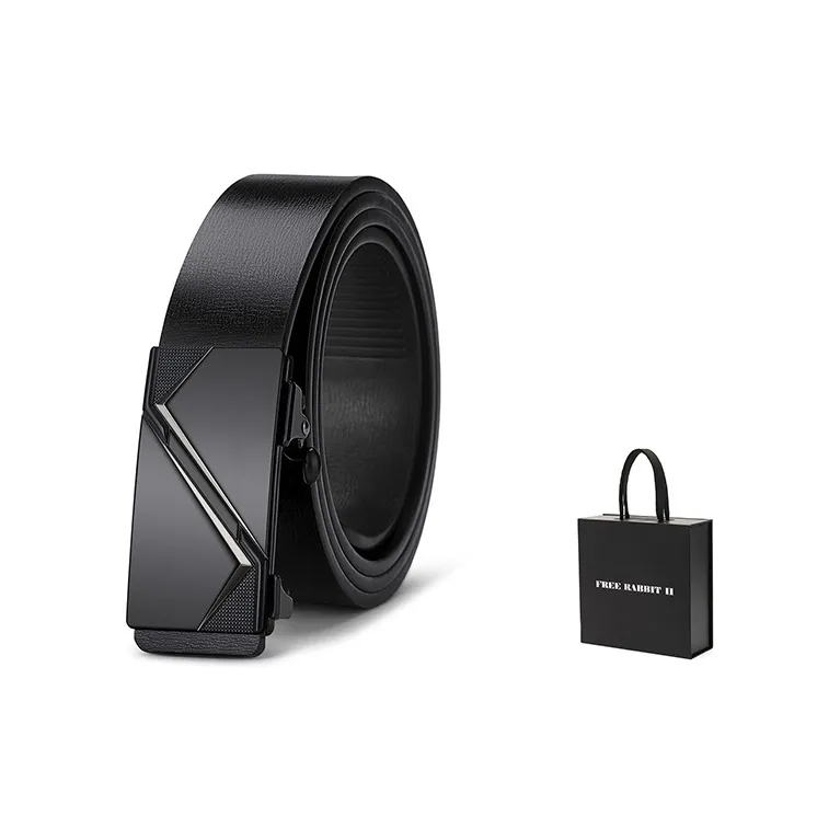 FREE RABBITⅡ Genuine Leather Automatic Buckle, Toothless, Business, Innerwear Cow Leather Belts Unisex Width 3.5cm-0