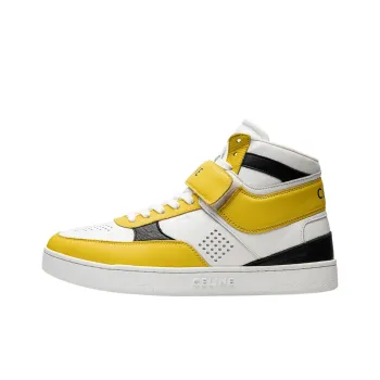 CELINE CT 03 Leather High Top Sneakers Yellow White Black