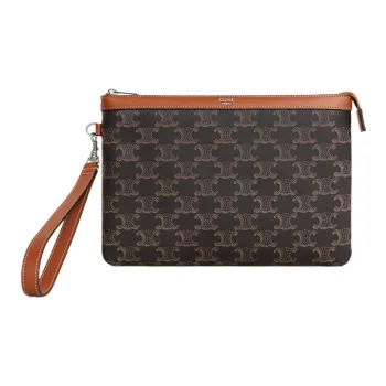 CELINE Canvas With Calfskin Clutch Men's Brown