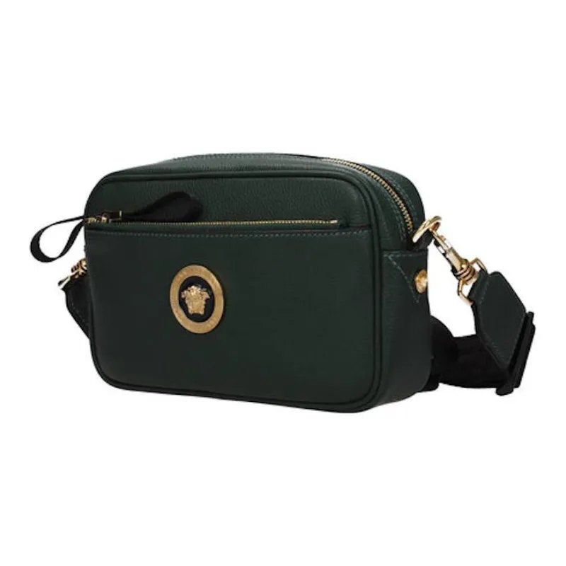 VERSACE Leather Shoulder Bag Crossbody Bag Men's Green-1