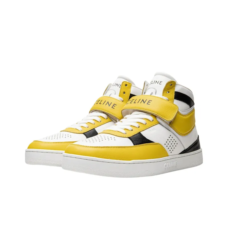 CELINE CT-03 Leather High-Top Sneakers Yellow White Black-2