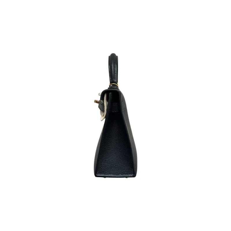 HERMES Mini Kelly Generation 1 Mysore Goat Skin Kelly Bag One Shoulder Handbags Mini Women's Noir Black-2