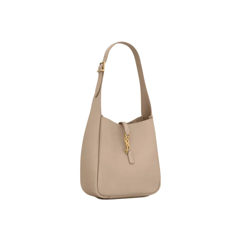 SAINT LAURENT LE5A7 Smooth Cow Leather Hobo Bag, Handbag, Shoulder Bag Women's Gray-1