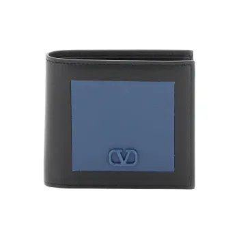 Valentino Calfskin Wallet Men's Black/Blue