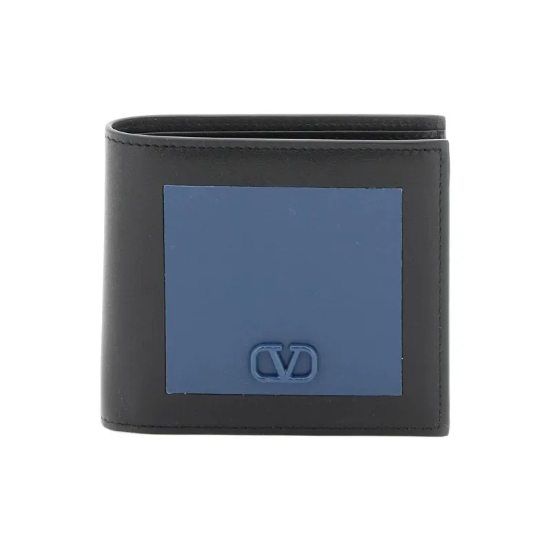 Valentino Calfskin Wallet Men's Black/Blue-0