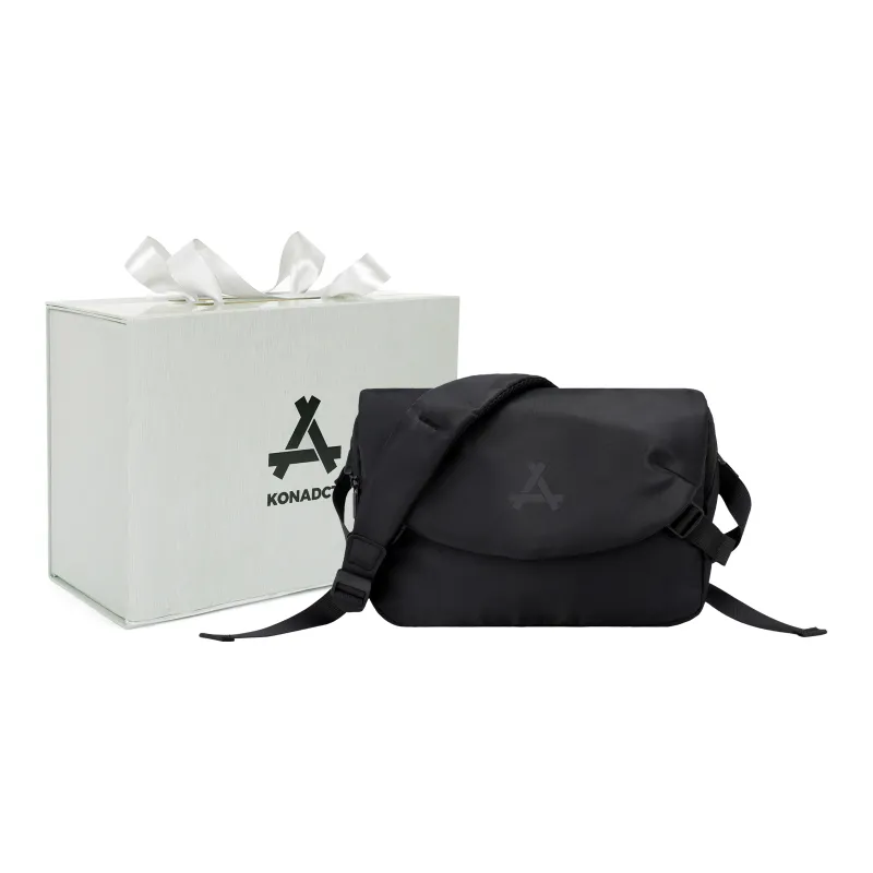 KONADCT Nylon Fabric Cycling Bag, Messenger Bag, Shoulder Bag Medium Size Unisex Black-4