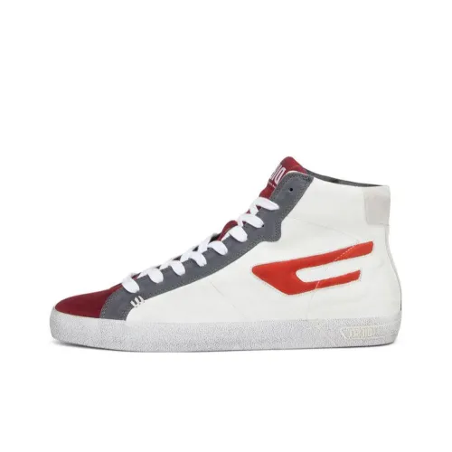 DIESEL Skateboard Shoes Women's High-Top White/Gray/Red