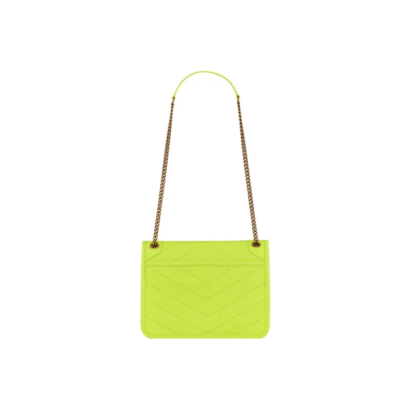 SAINT LAURENT Niki Sheepskin Portable Crossbody Bag, Shoulder Bag Women's Neon Yellow-3