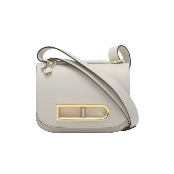 Delvau Lingot Textured Calfskin Crossbody Bag Shoulder Bag Women's Gray White