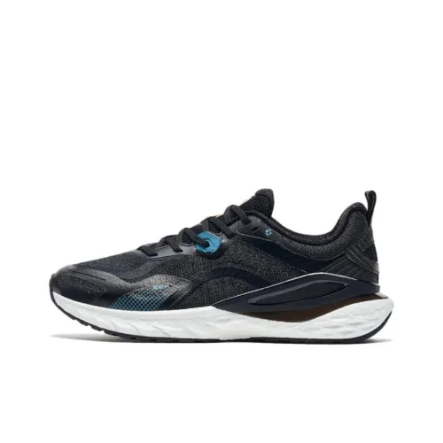 XTEP Shock Absorbers Slip Resistant, Abrasion Resistant, Breathable Low Top Running Shoes Men's Black Blue