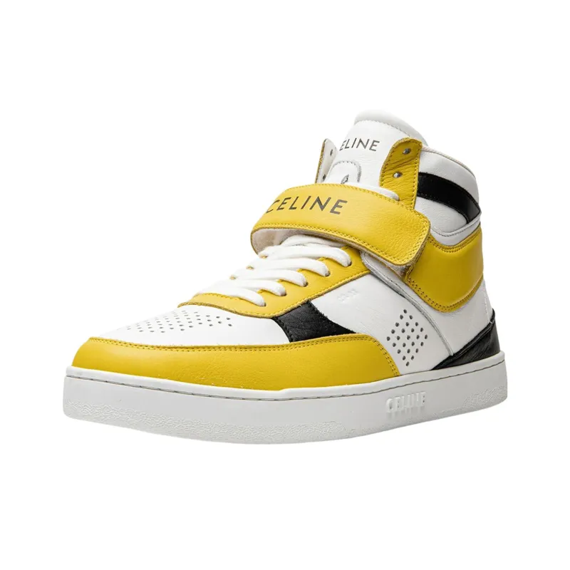 CELINE CT-03 Leather High-Top Sneakers Yellow White Black-1
