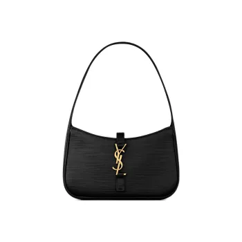 SAINT LAURENT LE5A7 Satin Fabric Hobo Bag, Shoulder Bag, Handbag Women's Black