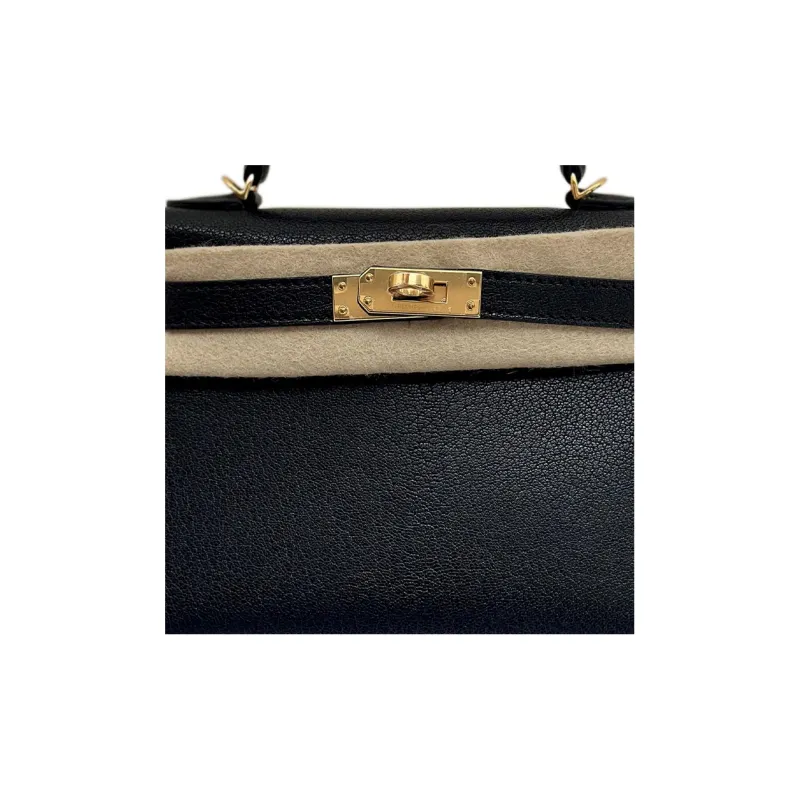 HERMES Mini Kelly Generation 1 Mysore Goat Skin Kelly Bag One Shoulder Handbags Mini Women's Noir Black-5