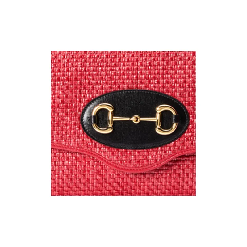GUCCI Straw Woven With Leather Chain Bag, Shoulder Bag, Crossbody Bag Women's-6