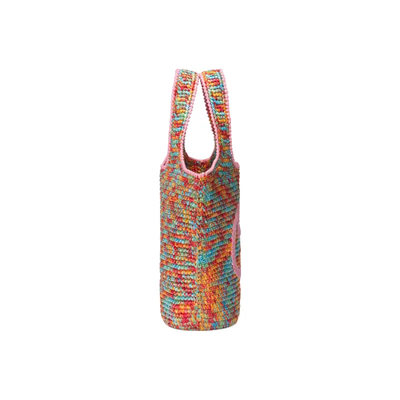 GUCCI Blondie Embroidered Applique Raffia Leaf Tote Bag Shopping Bag Handbag Mini Women's Multicolor-3