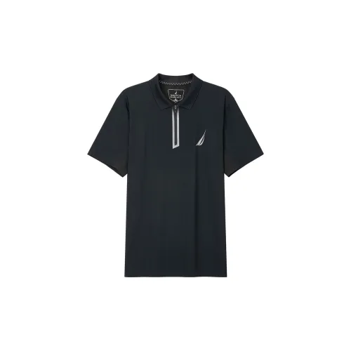 Nautica White Sail Polo Shirts Men Black