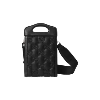 GUCCI GG Matelassé Leather Tote Cell Phone Pouch Crossbody Bags Handbags Mini Women's Black