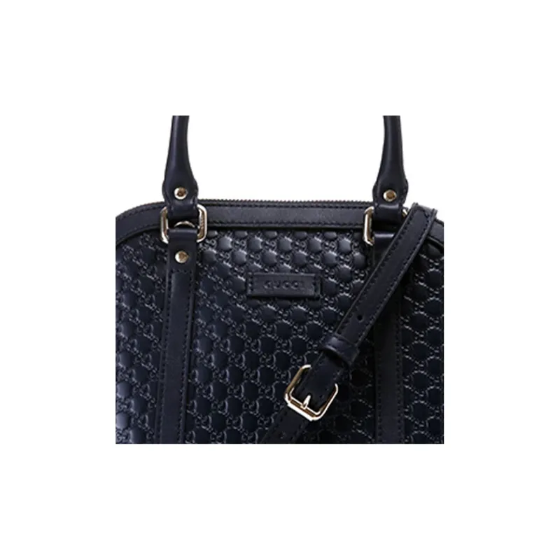GUCCI Cow Leather Dome Bag Shoulder Bag Crossbody Bag Handbag Small Size Women's Dark Blue-4
