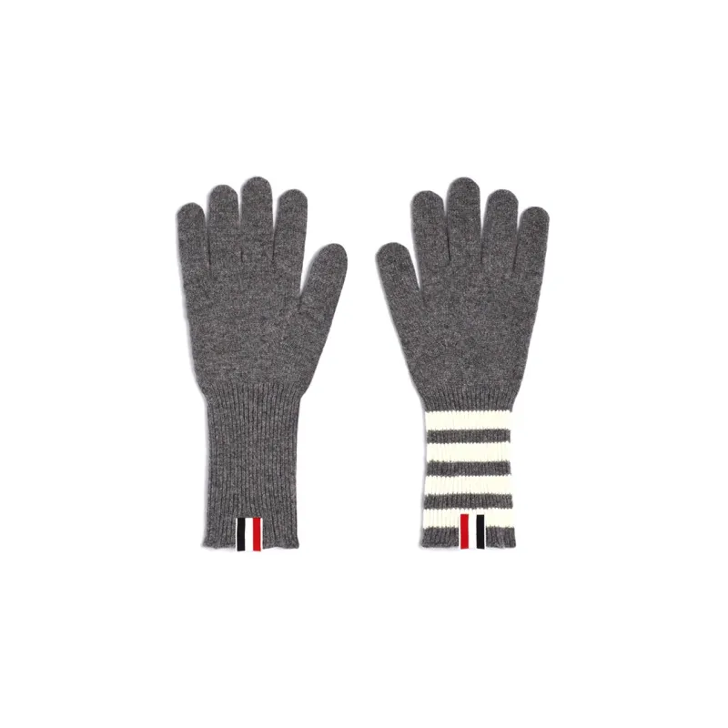 THOM BROWNE 4 Bar Cashmere Gloves-0