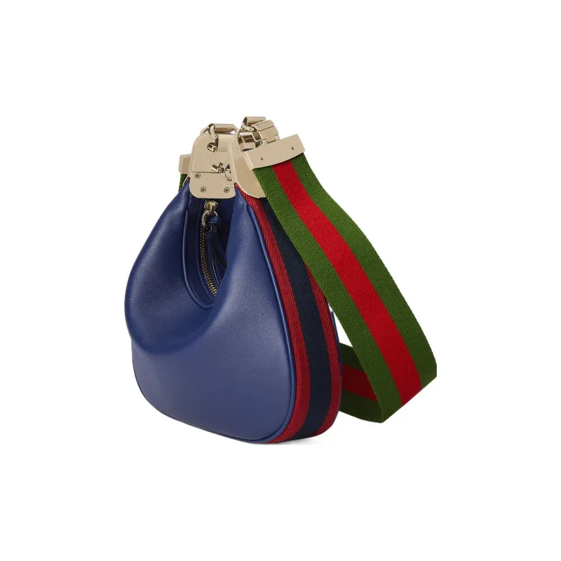 GUCCI Attache Leather Dumpling Bag Portable Crossbody Bag Shoulder Bag Small Size Women's Blue-1