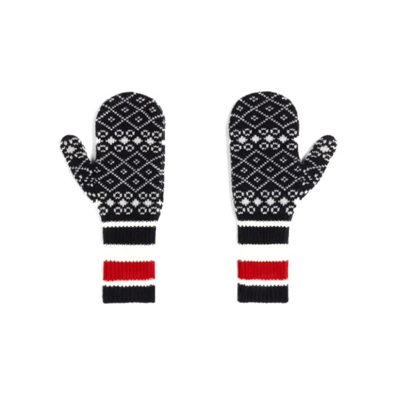 THOM BROWNE Knit Gloves Unisex Dark Blue-1