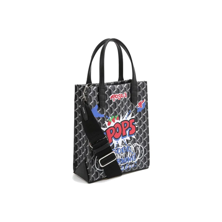ROSA.K PVC Tote Bag, Shopping Bag, Shoulder Bag, Crossbody Bag, Handbag Small Size Unisex Black-1