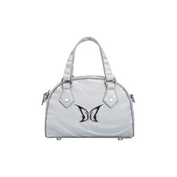 Girls Heart Artificial Leather Boston Bag, Handbag, Shoulder Bag Small Size Unisex Silver